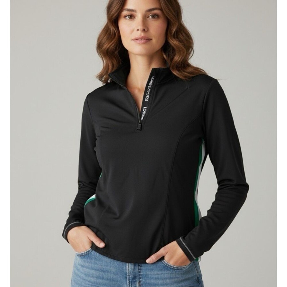 GOOD Love Sports Womens Quarter Zip Pullover Activewear Black XXL athleisure